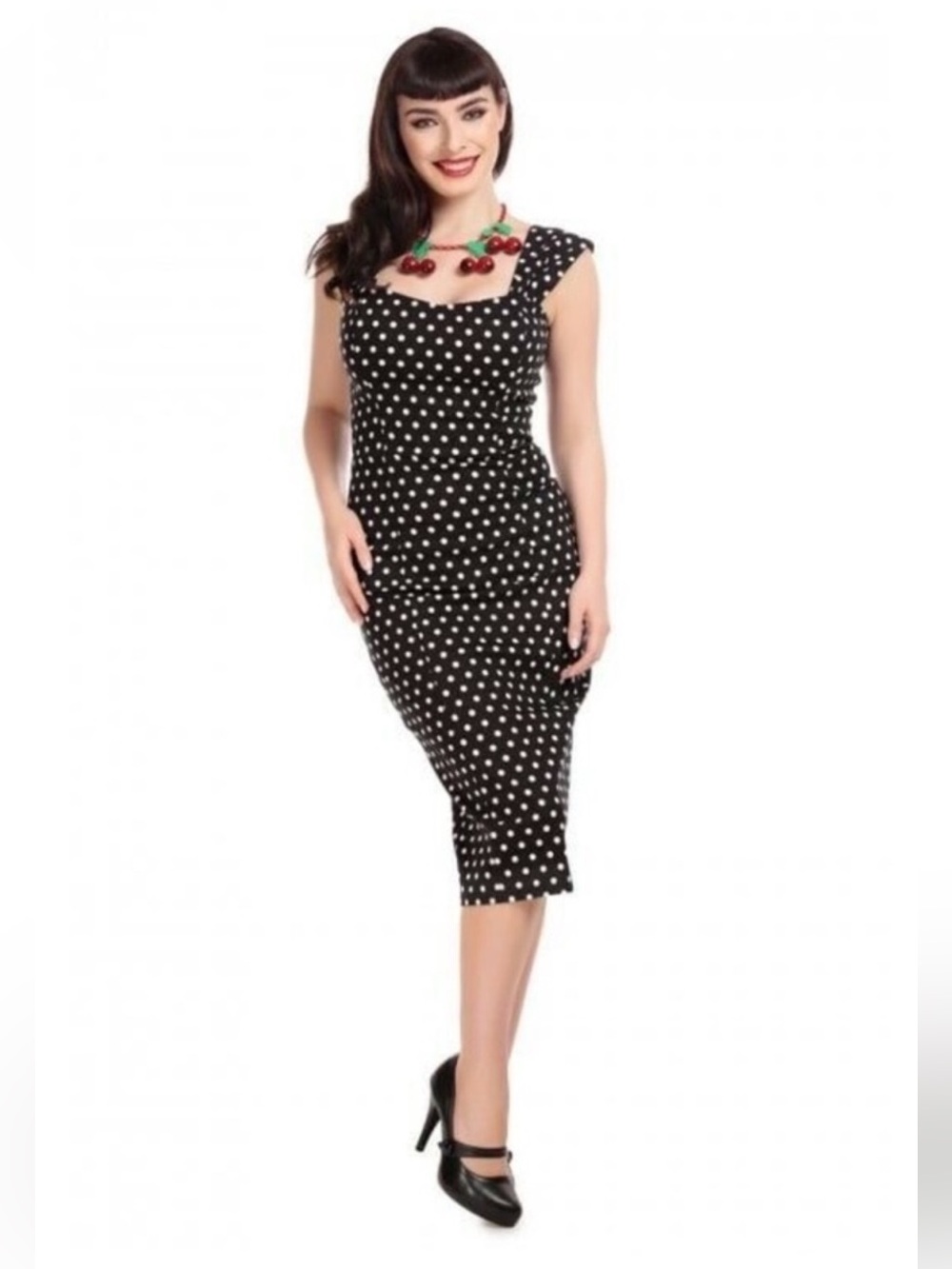 Collectif Black & White Polka Dot Midi Dress
